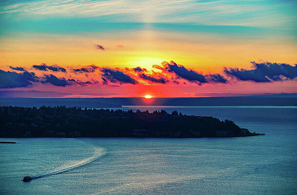 Nature Wall Art featuring the photograph Sunset Over Puget Sound by Tommy Farnsworth