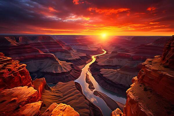 Nature Digital Art - Sunset Over The Grand Canyon In Hyper Realistic Style No 3 by Andre Petrov