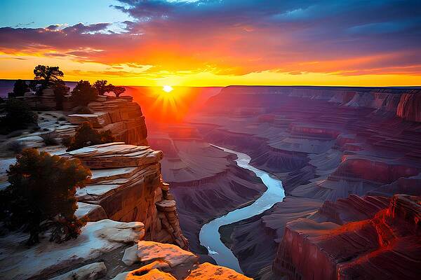 Nature Digital Art - Sunset Over The Grand Canyon In Hyper Realistic Style No 4 by Andre Petrov