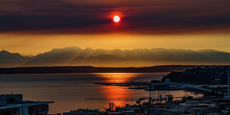 Seattle Wall Art featuring the photograph Sunset Seattle Puget Sound by Tommy Farnsworth