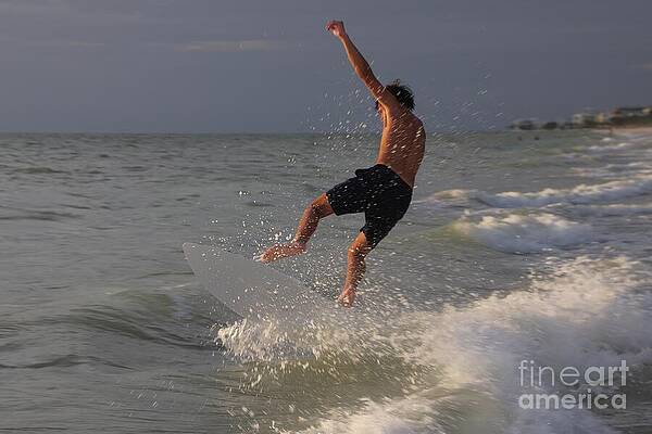 Athlete Photograph - Sunset Skimboard Adventure 3386 by Donn Ingemie
