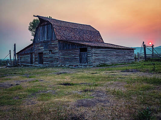 Architecture Photograph - Sunset Stillness At Mormon Row by Robert Niemeier