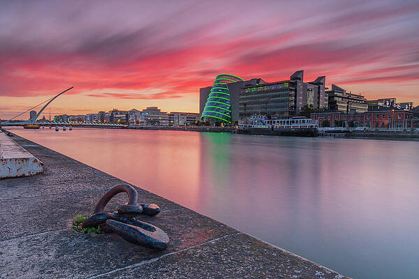 Sunset Photograph - Sunset View Along The Liffey Towards Samuel Beckett Bridge, Dublin, Ireland by Adrian Hendroff
