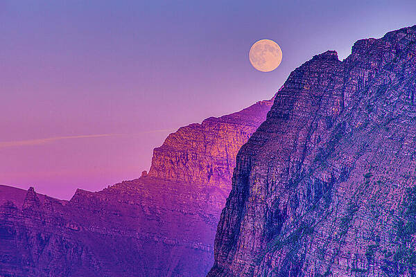 Wall Art featuring the photograph Super Moon At Logan Pass - Glacier National Park by Adam Mateo Fierro
