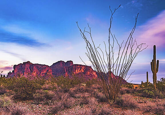 Scenery Photograph - Superstitions Sunset, Arizona by Abbie Warnock