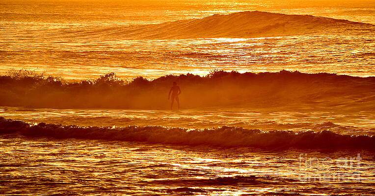 Surfer in a Golden Sunset Wall Art