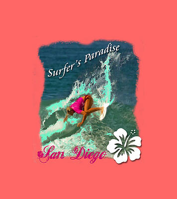 San Diego Wall Art featuring the digital art Surfer's Paradise San Diego by Waterdancer