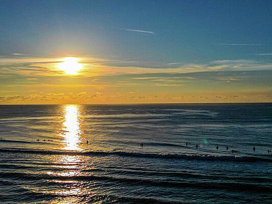 Sunrise Wall Art featuring the photograph Surfing At Sunrise by Oceanic SkyView