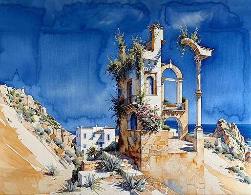 Landscape Wall Art featuring the digital art Surreal Desert Retreat by Eris And AI