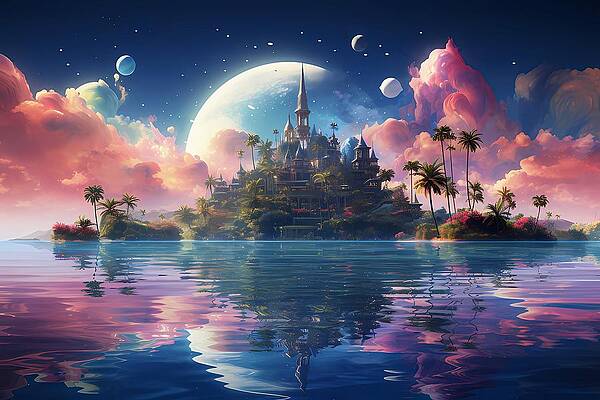 Whimsical Wall Art featuring the digital art Surrealist Style Tropical Island No 1 by Andre Petrov