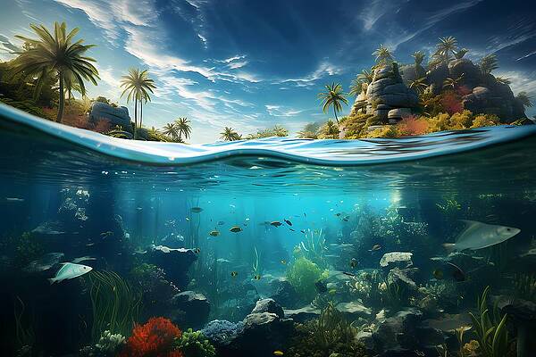 Whimsical Wall Art featuring the digital art Surrealist Style Tropical Island No 2 by Andre Petrov