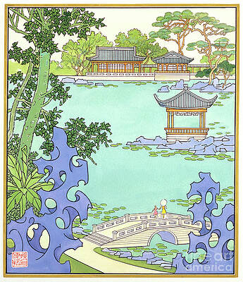 Tree Painting - Suzhou Gardens II - Violet Tones by Sun Chuanzhe