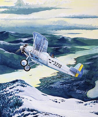 Airplane Painting - Svenska Aero Jaktfalken J 6B Gerfalcon by Steve Ferguson