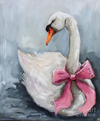 Swan with a Pink Bow Wall Art