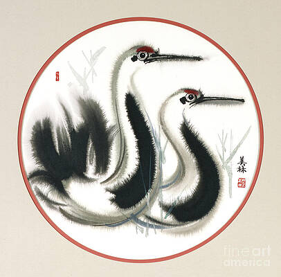 China Painting - Swans by Han Meilin