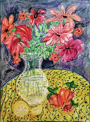 Still Life Wall Art featuring the painting Sweet Peppers And Lemons by Stacey Torres