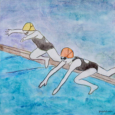 Swimming Wall Art featuring the mixed media Swim Team by Mary Conner