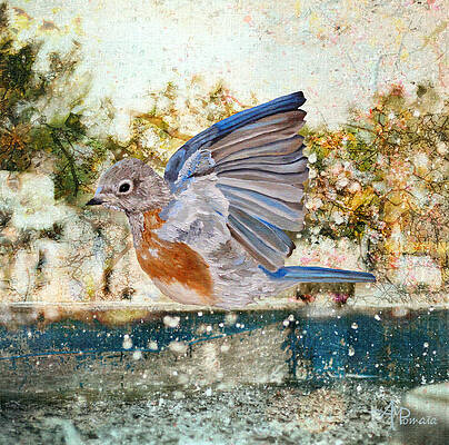 Wildlife Painting - Swinging In The Rain by Angeles M Pomata