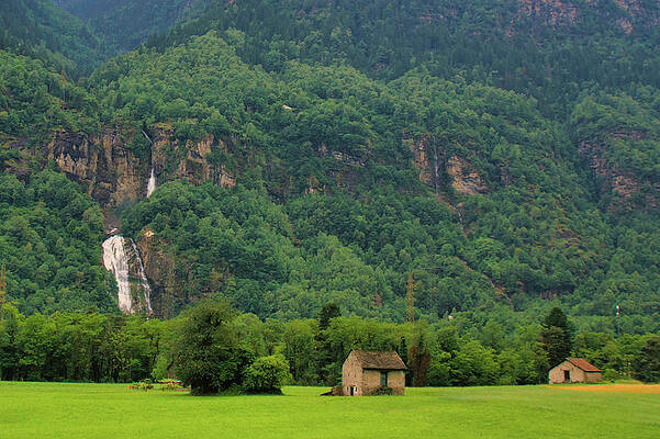 Switzerland Wall Art featuring the photograph Swiss Countryside With Waterfall by Matthew DeGrushe