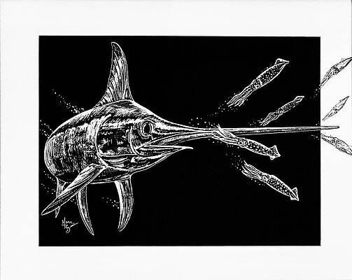 Wildlife Painting - Sword And Squid by Mark Ray