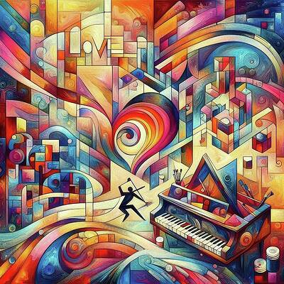 Geometric Wall Art featuring the digital art Symphony Of Love A Colorful Musical Journey LV1037 by Don Northup