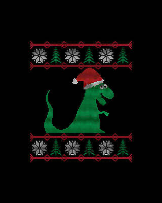 Xmas Wall Art featuring the digital art T-Rex Santa Ugly Christmas Sweater by Flippin Sweet Gear