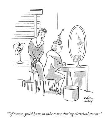 Lightning Drawing - Take Cover During Electrical Storms by Chon Day