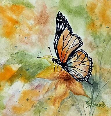 Monarch Butterfly on a Flower Painting