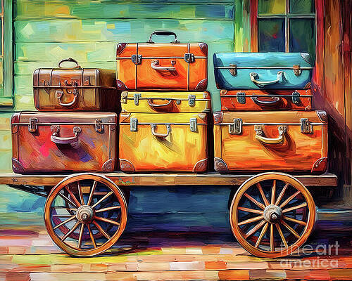 Vintage Wall Art featuring the digital art Taking The Train by Macro Abundance