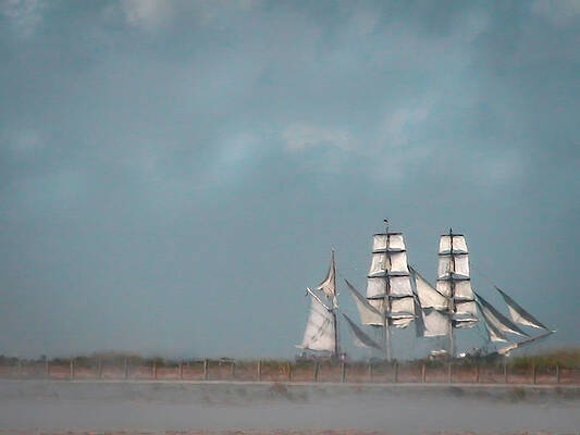 Wall Art featuring the painting Tall Ship Sailing by Rebecca Herranen