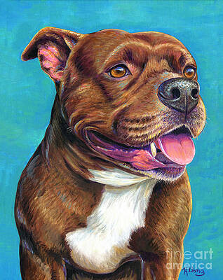 Painting - Tallulah The Staffordshire Bull Terrier Dog by Rebecca Wang