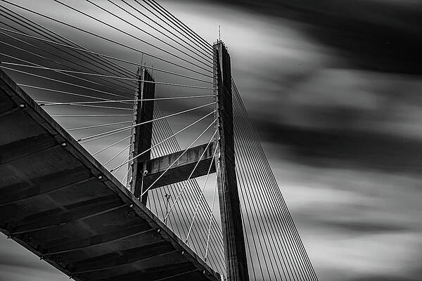 Architecture Photograph - Talmadge Bridge Black And White by Kenny Thomas