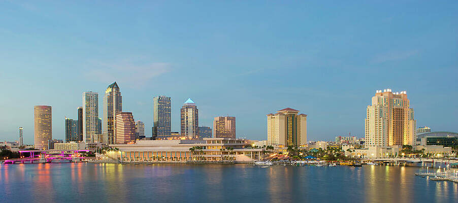 Reflection Photograph - Tampa Skyline Panorama by Michael Warren