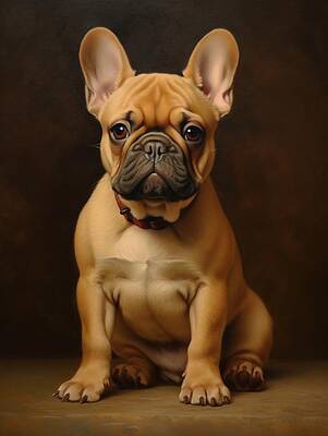 Portrait Painting - Tan French Bulldog by Land of Dreams