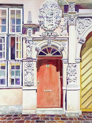 Wall Art featuring the painting Tangerine Door by Grant Nixon