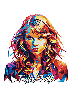 Vibrant Wall Art featuring the digital art Taylor Swift #1 In WPAP Pop Art by Vector Artnesia