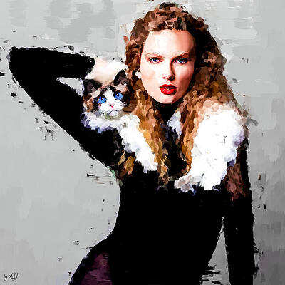 Woman Digital Art - Taylor Swift Poses For Travis Kelce by Gradify Creations