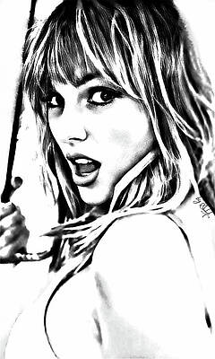 Black And White Digital Art - Taylor Swift Celebrates 35th Birthday BW by Gradify Creations