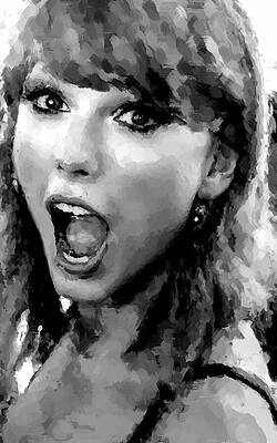 Black And White Digital Art - Taylor Swift, Fortnight by Gradify Creations