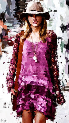 Expressive Digital Art - Taylor Swift Wears Purple Outfit To Cheer Travis Kelce by Gradify Creations