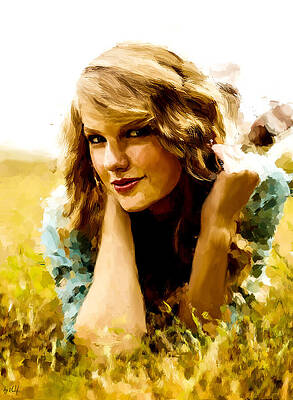 Serene Digital Art - Taylor Swift Waits For Travis Kelce In Arrowhead Stadium At Chiefs Game by Gradify Creations