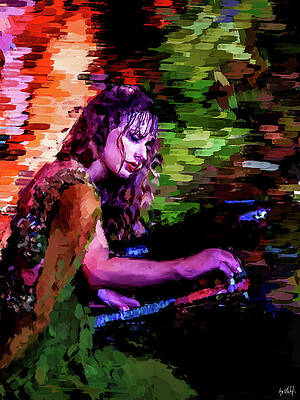 Woman Digital Art - Taylor Swift Playing Piano by Gradify Creations