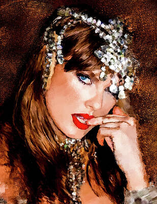 Woman with Bejeweled Headpiece Digital Art