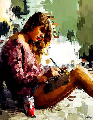 Expression Wall Art featuring the digital art Taylor Swift Writes A Letter To Travis Kelce by Gradify Creations