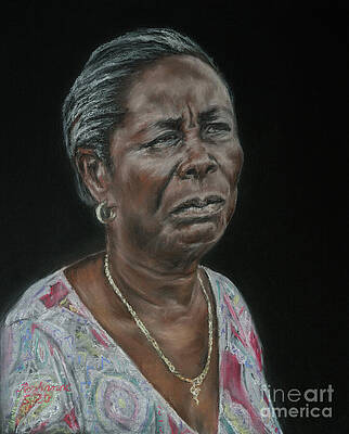 Portrait Wall Art featuring the pastel Tears by Roshanne Minnis-Eyma