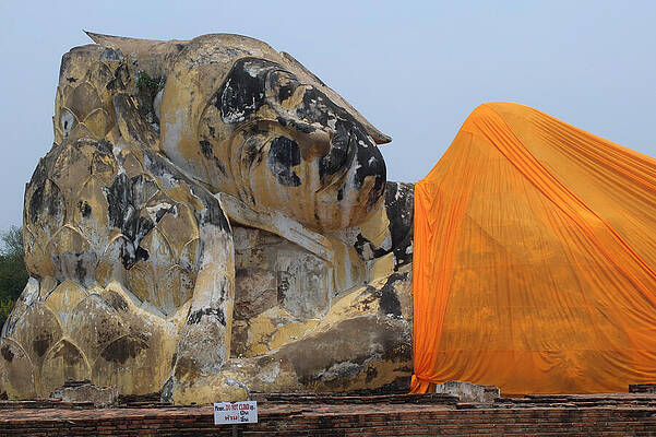 Serene Wall Art featuring the photograph Temple Of The Reclining Buddha At Wat Lokayasutharam by Travel Essayist