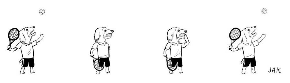 Dog Playing Tennis with Racket Wall Art