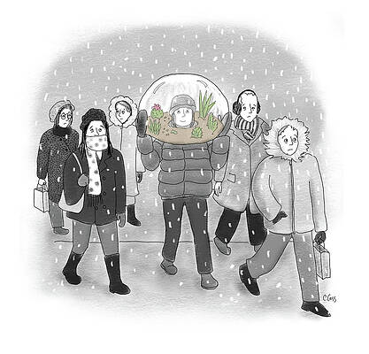 Globe Drawing - Terrarium Globe by Caitlin Cass