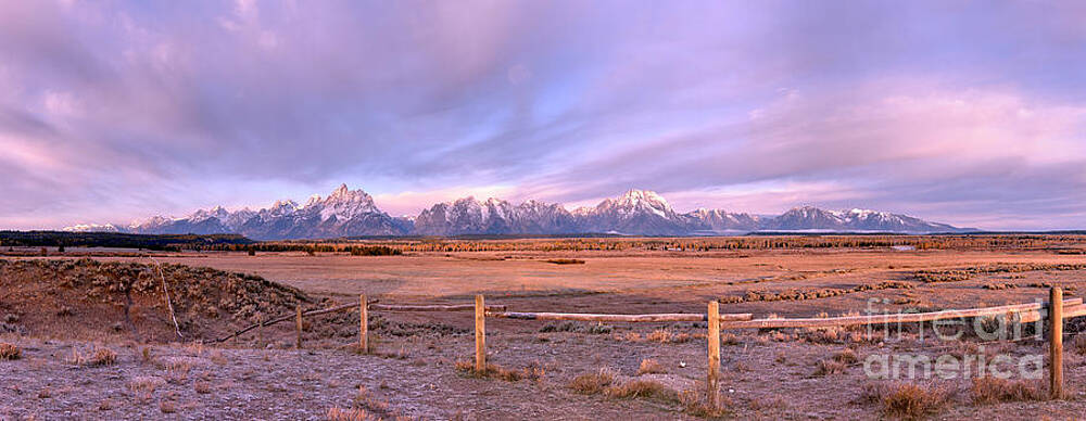 Wall Art featuring the photograph Teton Ranch Sunrise Panorama by Adam Jewell