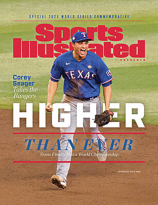 Corey Seager Celebrates Texas Rangers Victory Photograph